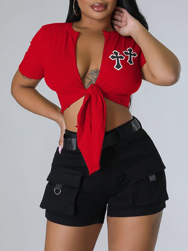 Morchique Double-Cross Tied-Front Tee