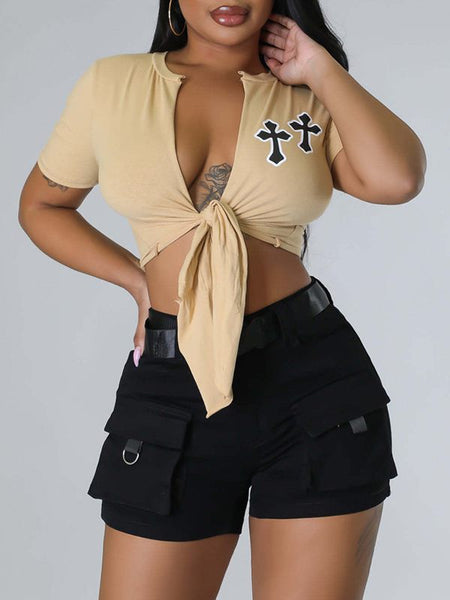 Morchique Double-Cross Tied-Front Tee