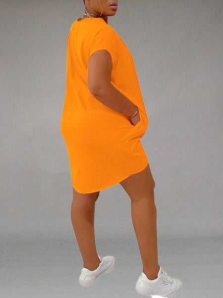 Morchique Solid Tee Dress with Pockets
