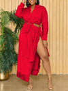 Solid Tied Shirt & Fringe Skirt Set