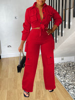 Cargo Shirt & Wide-Leg Pants Set
