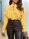 Tied-Neck Ruffle Shirt