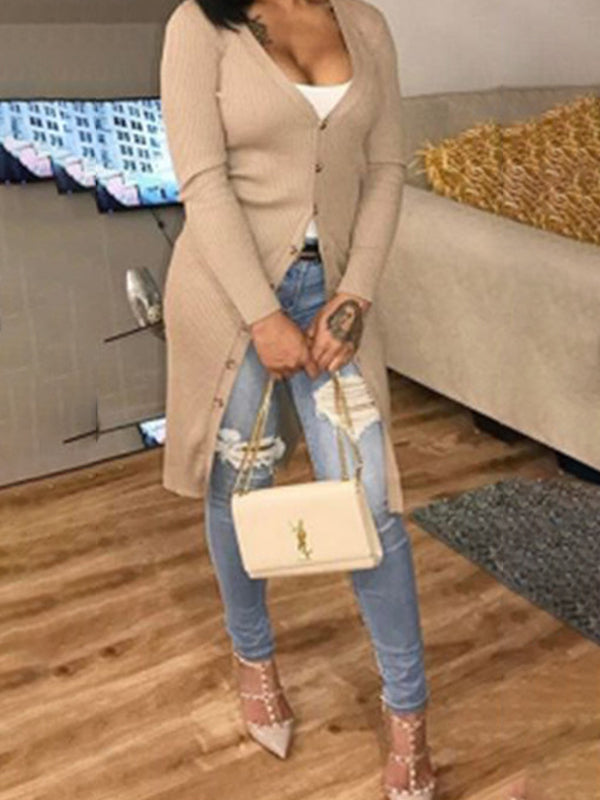Solid Button-Front Cardigan