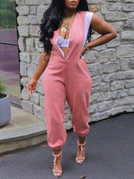 Two-Tone Button-Front Jumpsuit