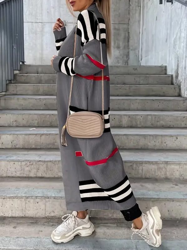 Stripe Open-Front Cardigan