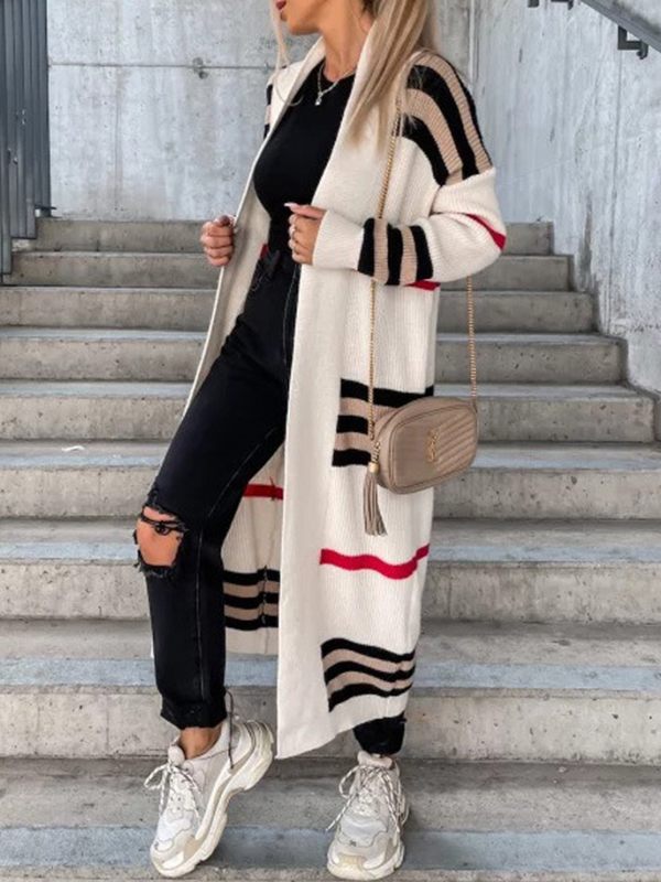 Stripe Open-Front Cardigan