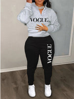 Printed Zip-Front Sweatshirt & Pants Set