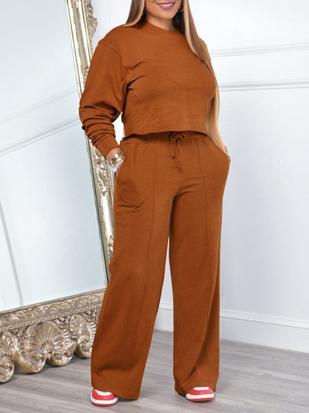 Morchique Solid Sweatshirt & Pants Set