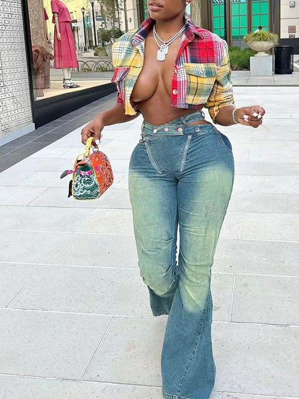 Cutout Flared Jeans