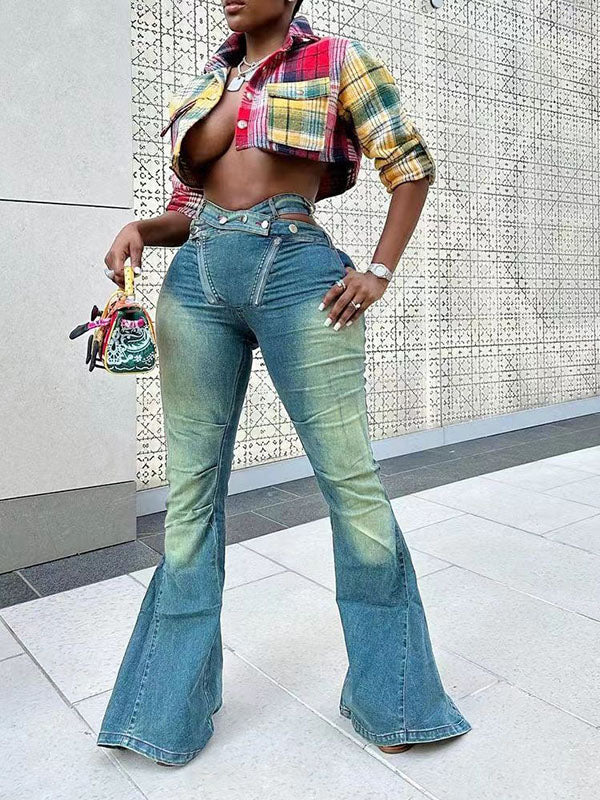 Cutout Flared Jeans