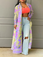 Printed Open-Front Duster