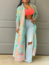 Printed Open-Front Duster