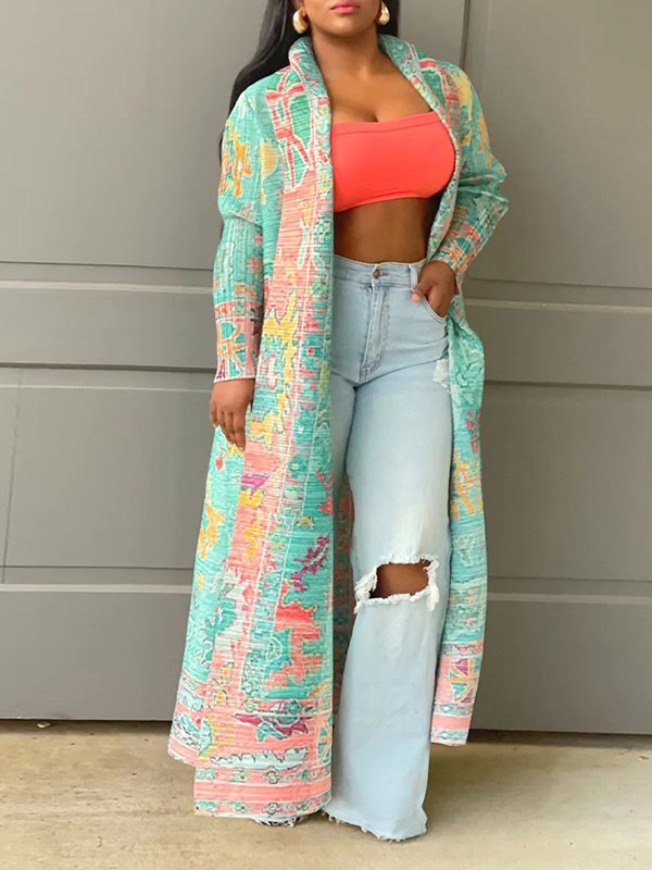 Printed Open-Front Duster