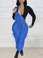 Fuzzy Drawstring Overalls