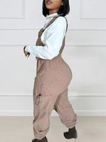 Fuzzy Drawstring Overalls