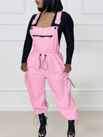 Fuzzy Drawstring Overalls