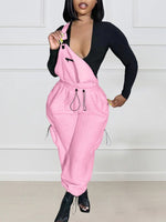 Fuzzy Drawstring Overalls