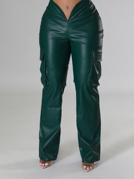 Morchique Faux Leather Cargo Pants