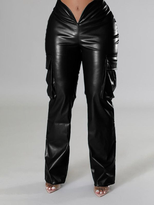 Morchique Faux Leather Cargo Pants