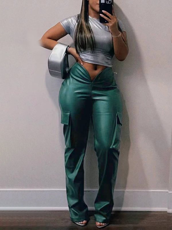 Morchique Faux Leather Cargo Pants