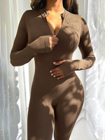 Zip-Front Ribbed Jumpsuit