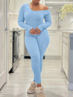 Boat-Neck Ribbed Jumpsuit