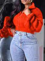 Solid Zip-Front Sweater