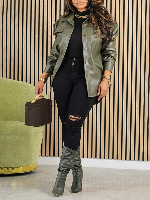 Morchique Faux Leather Shirt Jacket