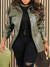 Faux Leather Shirt Jacket