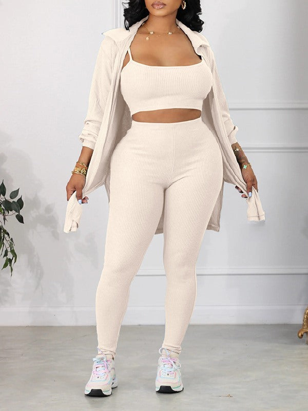 Morchique Solid Ribbed Three-Piece Set