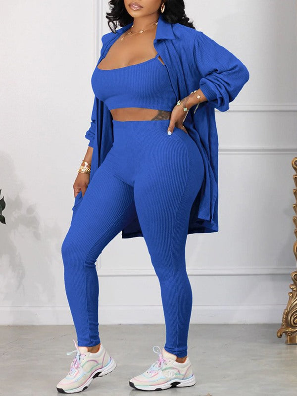 Morchique Solid Ribbed Three-Piece Set