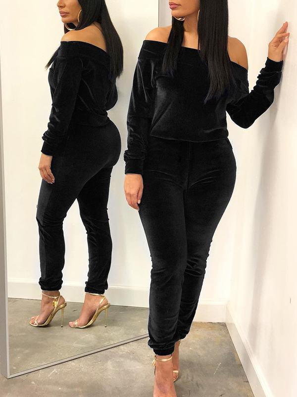 Morchique Off Shoulder Velvet Co-ord