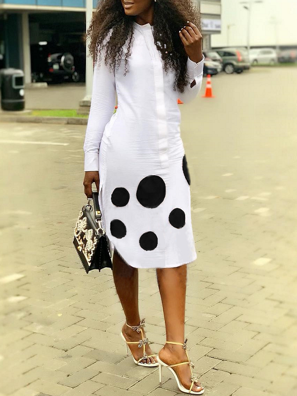 Morchique Dot Print Shirt Dress