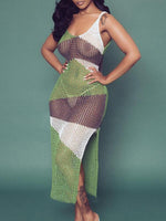 Colorblock Slit Mesh Cover-Up