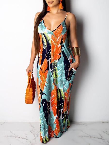 Morchique Leaf Print Cami Dress