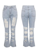 Distressed Side-Slit Jeans