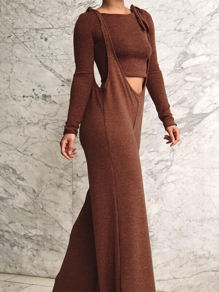 Morchique Coffee Sweatshirt & Overall Set