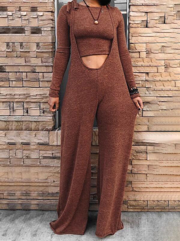 Morchique Coffee Sweatshirt & Overall Set