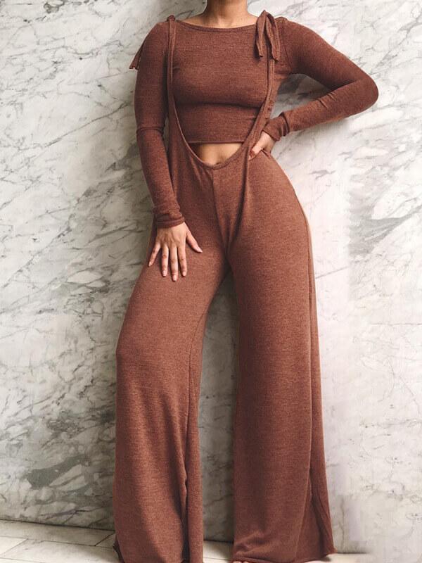 Morchique Coffee Sweatshirt & Overall Set