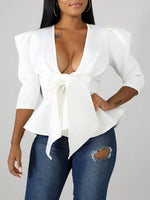 Tied-Front Peplum Blazer