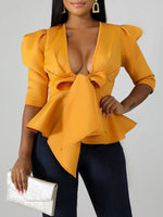 Tied-Front Peplum Blazer
