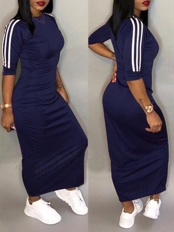 Morchique Stripe-Sleeve Maxi Dress