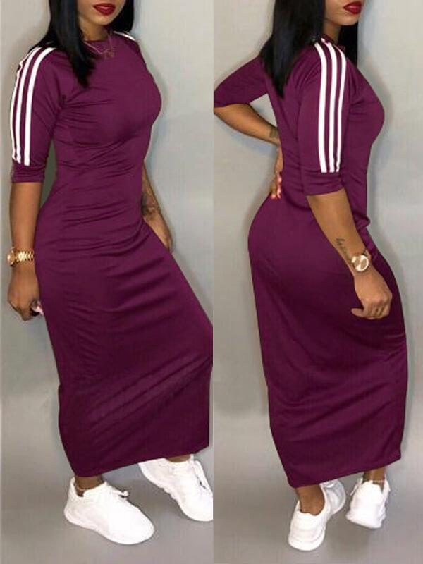 Morchique Stripe-Sleeve Maxi Dress