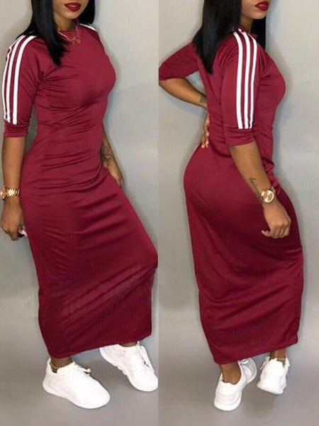 Morchique Stripe-Sleeve Maxi Dress