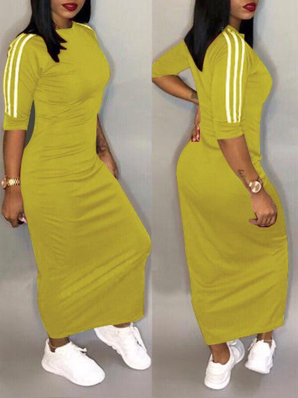 Morchique Stripe-Sleeve Maxi Dress