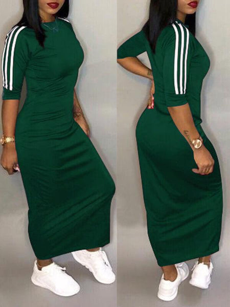 Morchique Stripe-Sleeve Maxi Dress