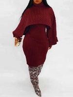 Knit Poncho & Sweater Dress Set