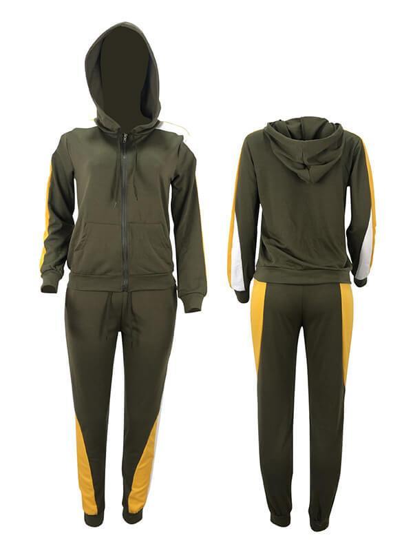 Morchique Colorblock Zip-Front Hoodie & Pants Set