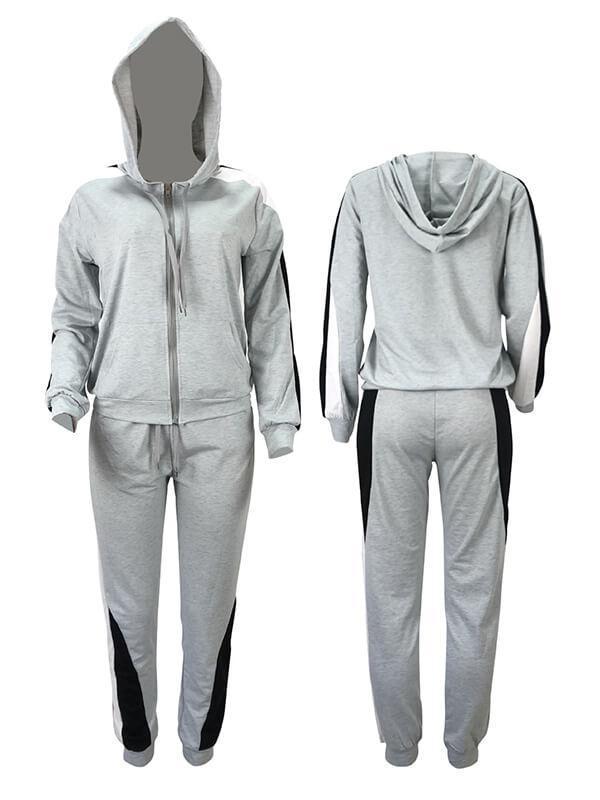 Morchique Colorblock Zip-Front Hoodie & Pants Set