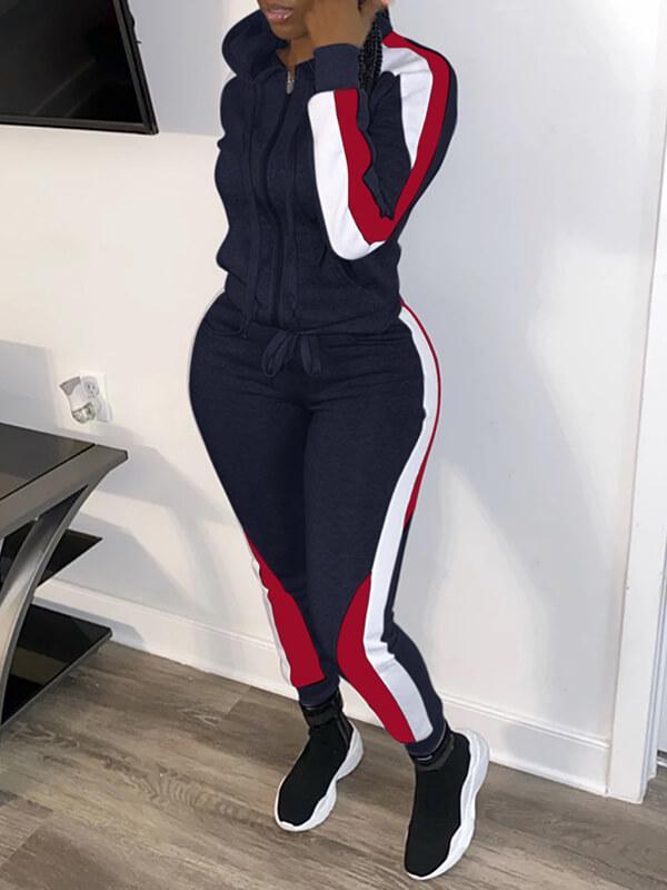 Morchique Colorblock Zip-Front Hoodie & Pants Set